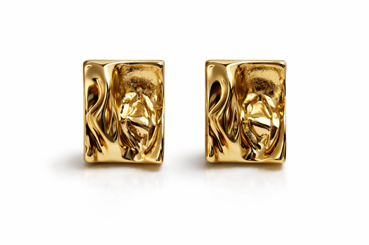 Gold Molten Stud Earrings