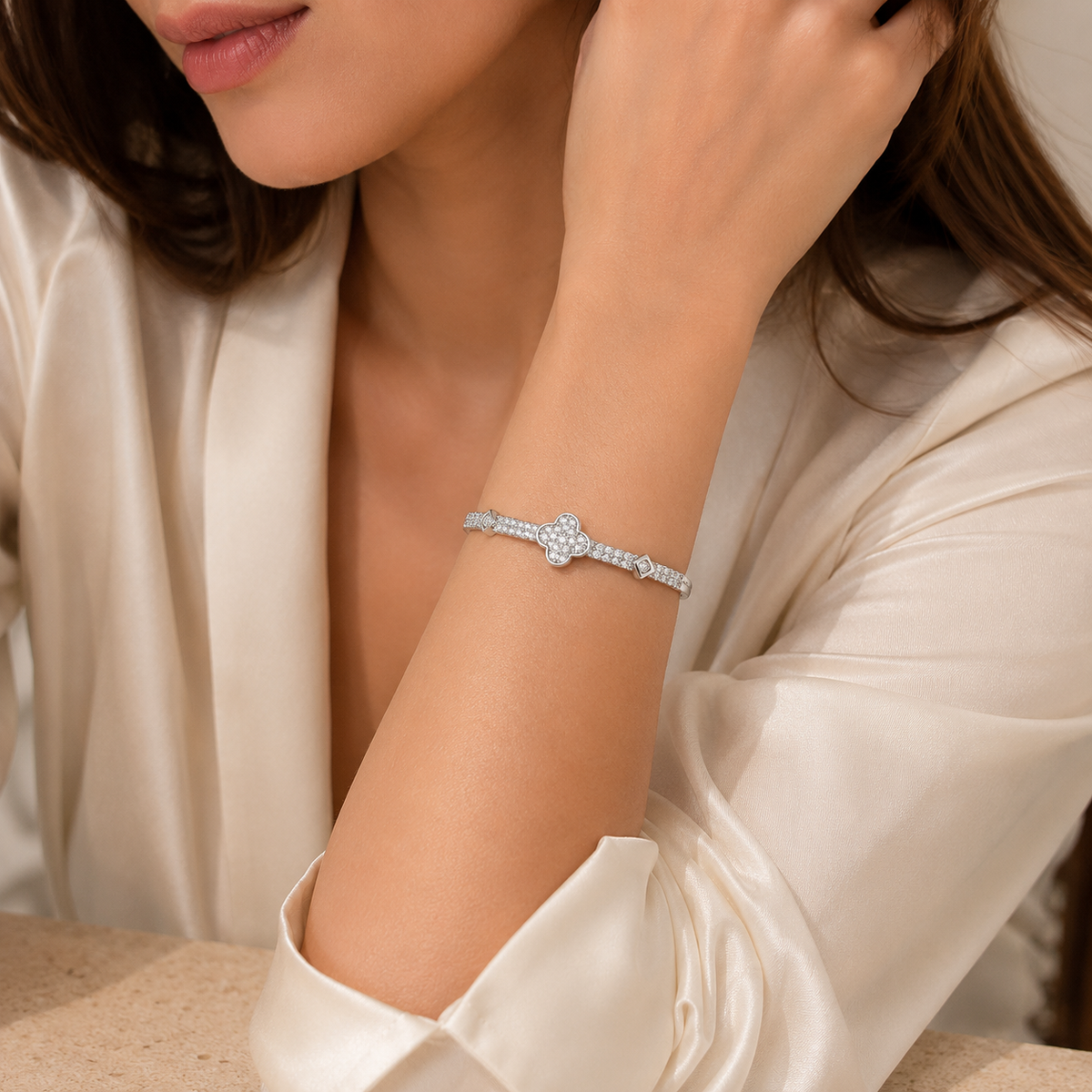 Clover Crystal Tennis Bracelet
