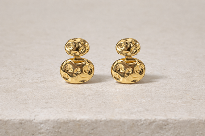 Gold Double Dome Stud Earrings