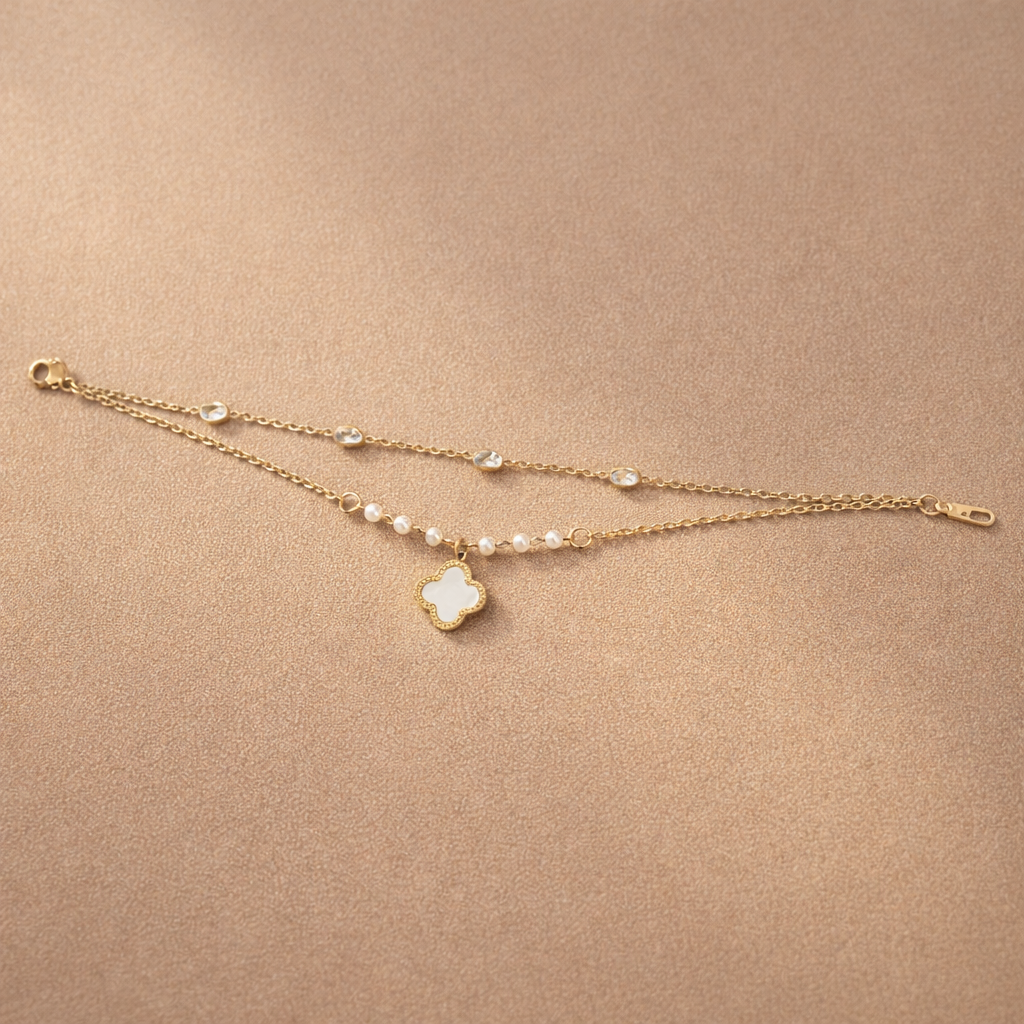 Gold Layered Clover Charm Bracelet
