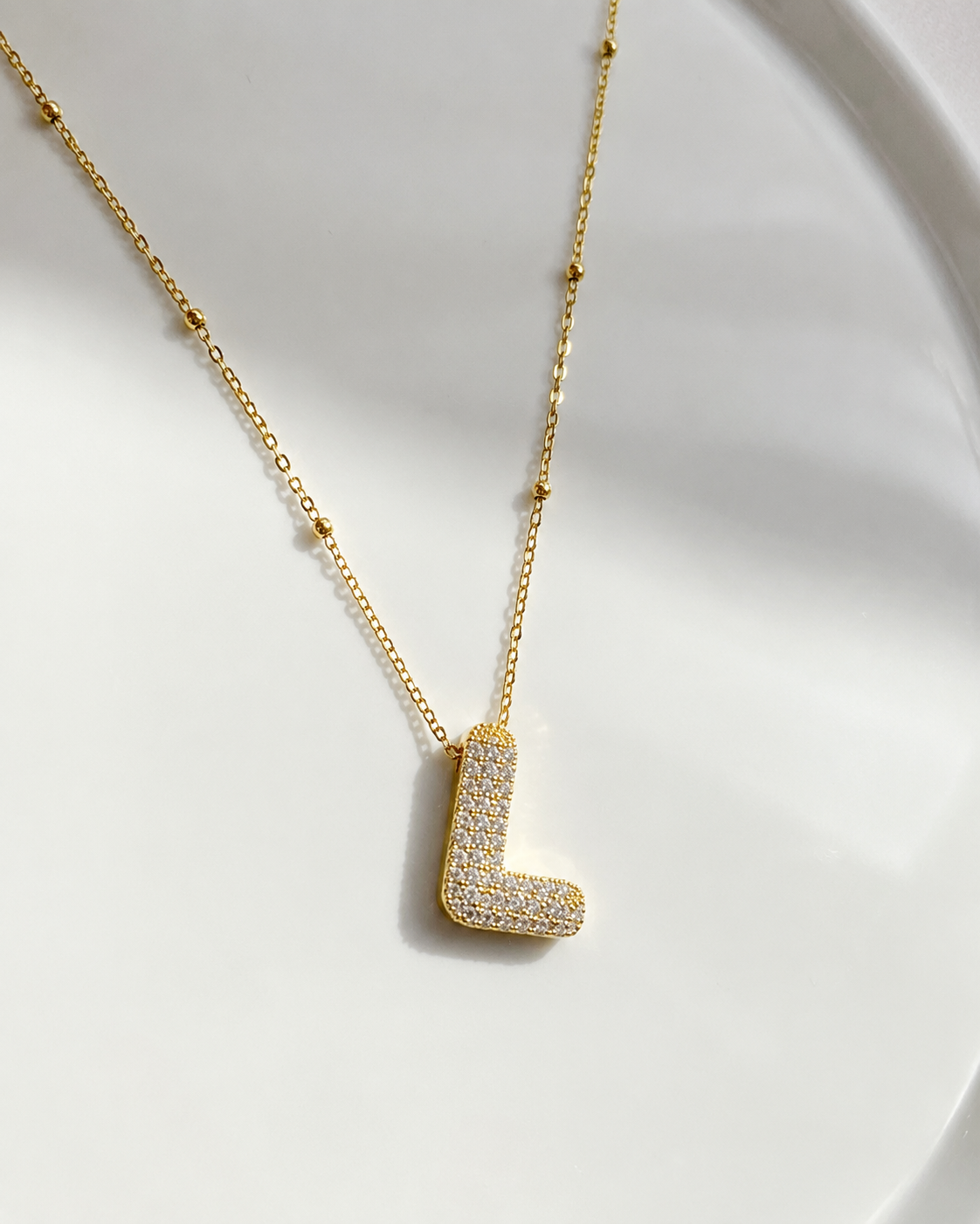 Initial Pavé Pendant Necklace