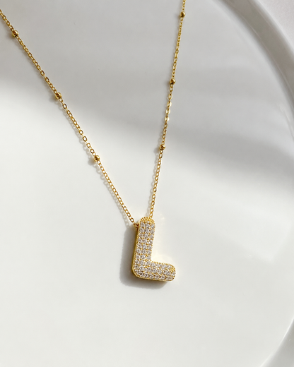 Initial Pavé Pendant Necklace