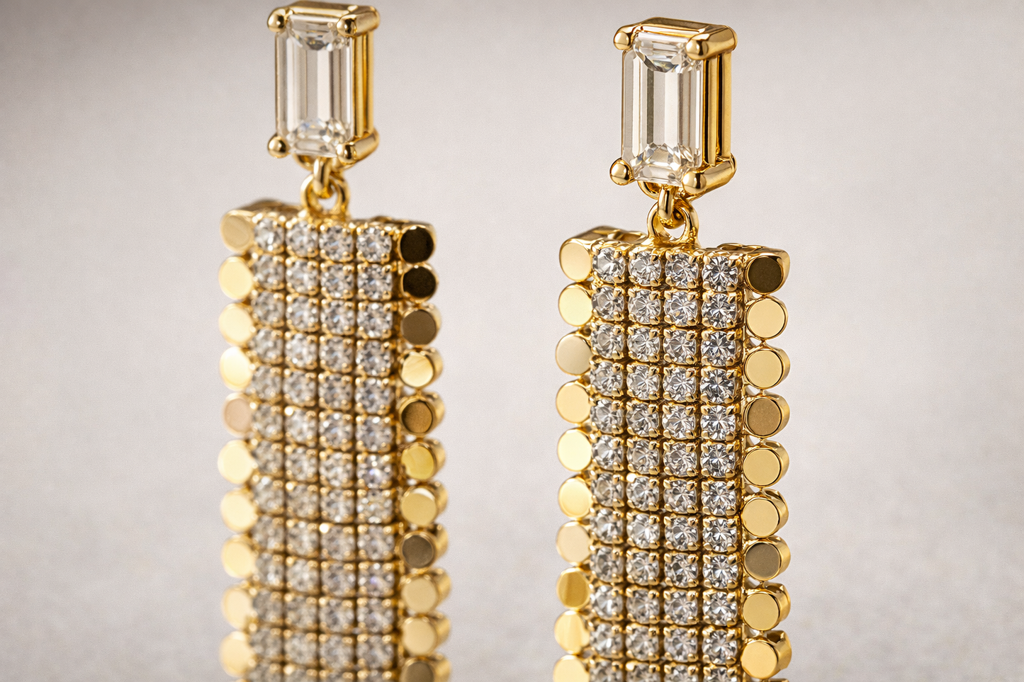 Gold crystal drops earrings