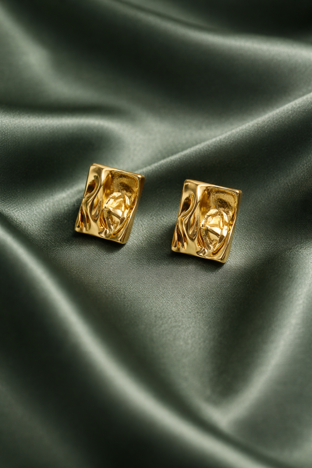 Gold Molten Stud Earrings