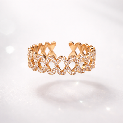 Gold Diamond Lattice Ring