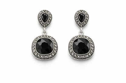 Black Crystal Vintage Drop Earrings