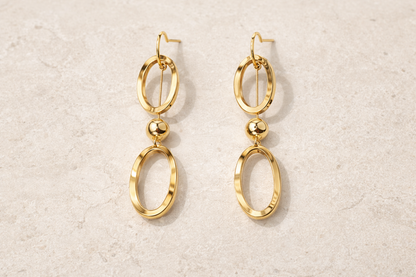 Gold Oval Drop Hoops