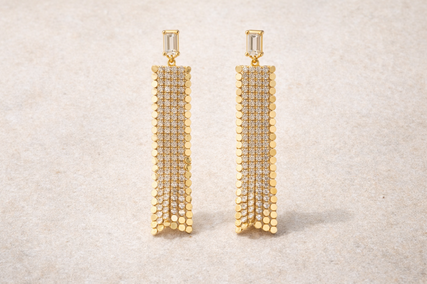 Gold crystal drops earrings