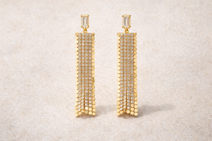 Gold crystal drops earrings