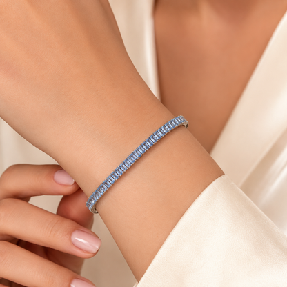 Sky Blue Baguette Tennis Bracelet