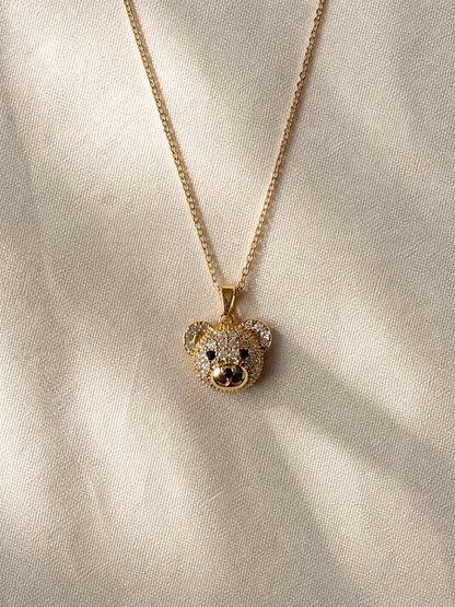 Celeste Teddy Bear Crystal Pendant Necklace