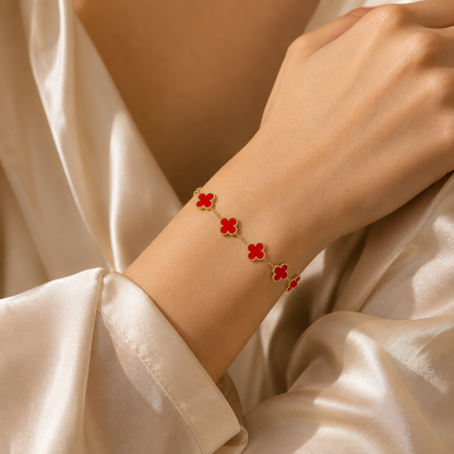 Red Clover Charm Bracelet