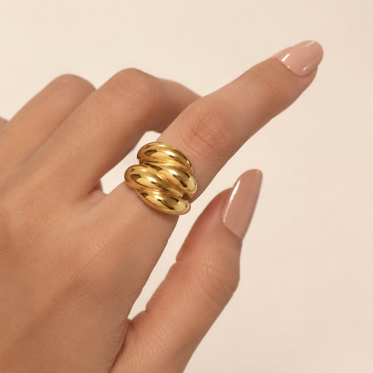 Triple Dome Gold Statement Ring