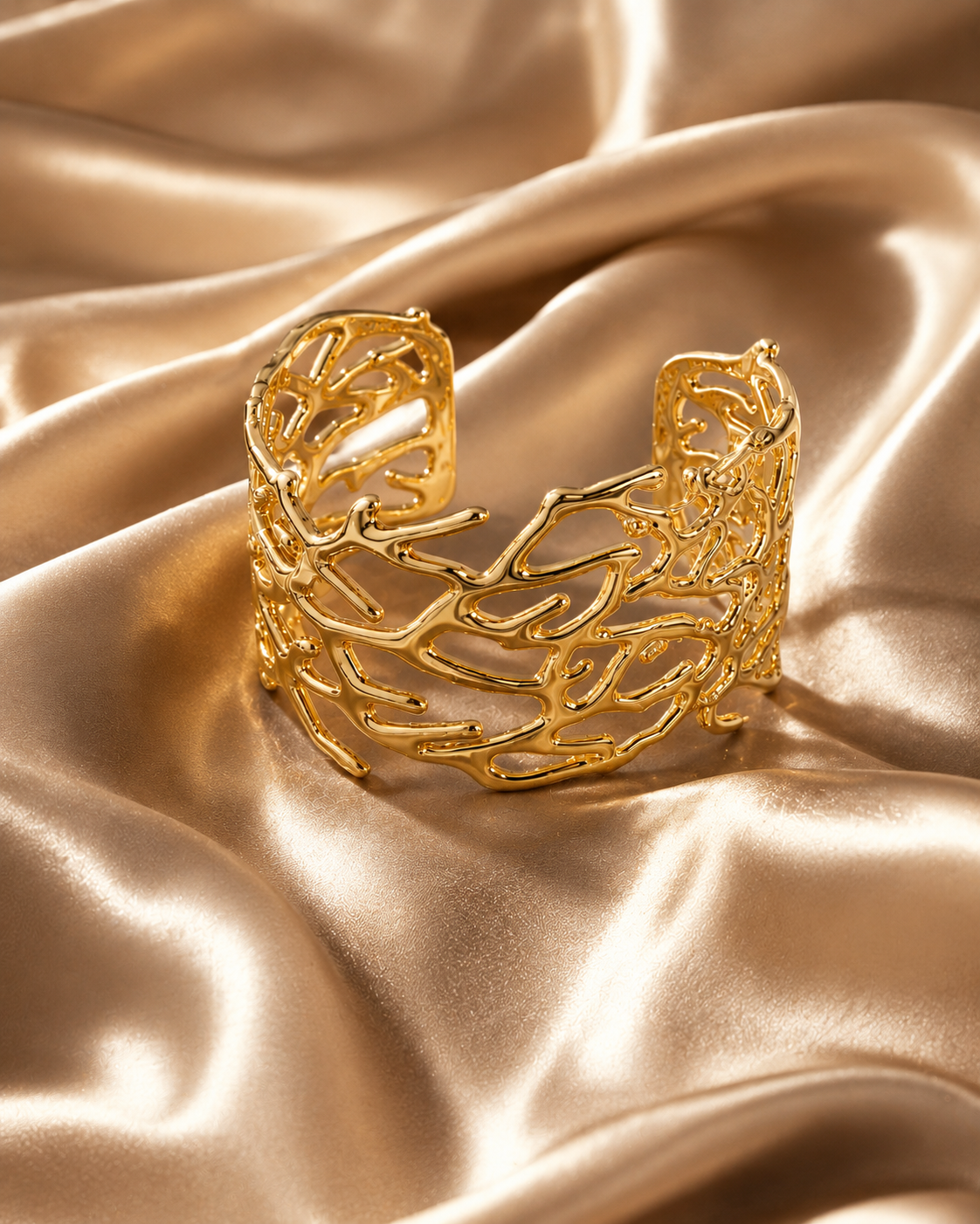 Molten Gold Coral Cuff Bracelet