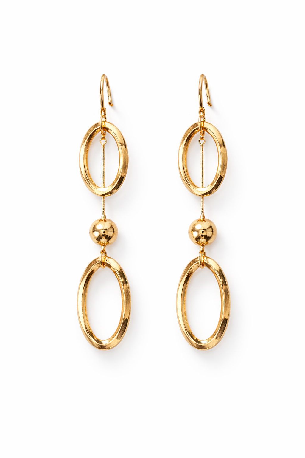 Gold Oval Drop Hoops
