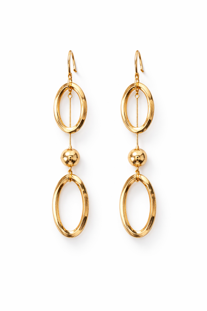 Gold Oval Drop Hoops