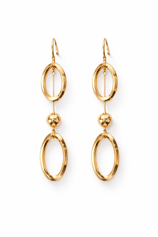 Gold Oval Drop Hoops