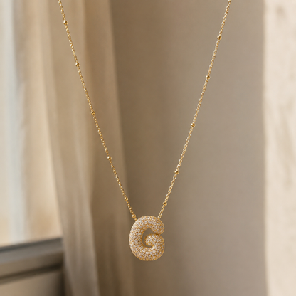 Initial Pavé Pendant Necklace