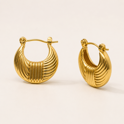 Ribbed Gold Hoop Earrings