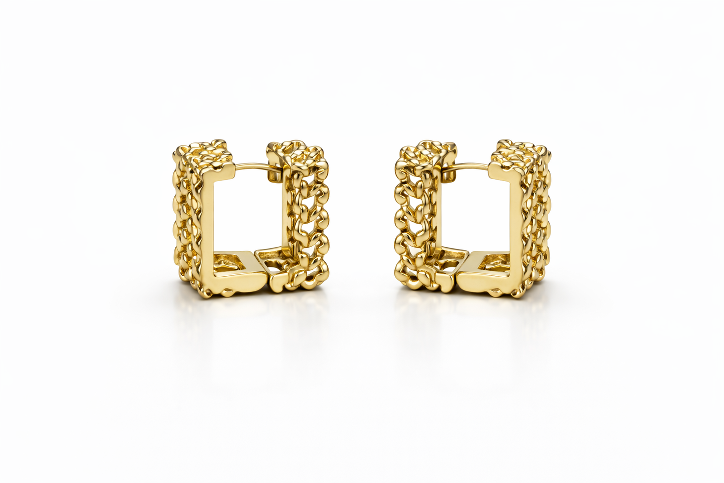 Gold Textured Square Hoop Earrings