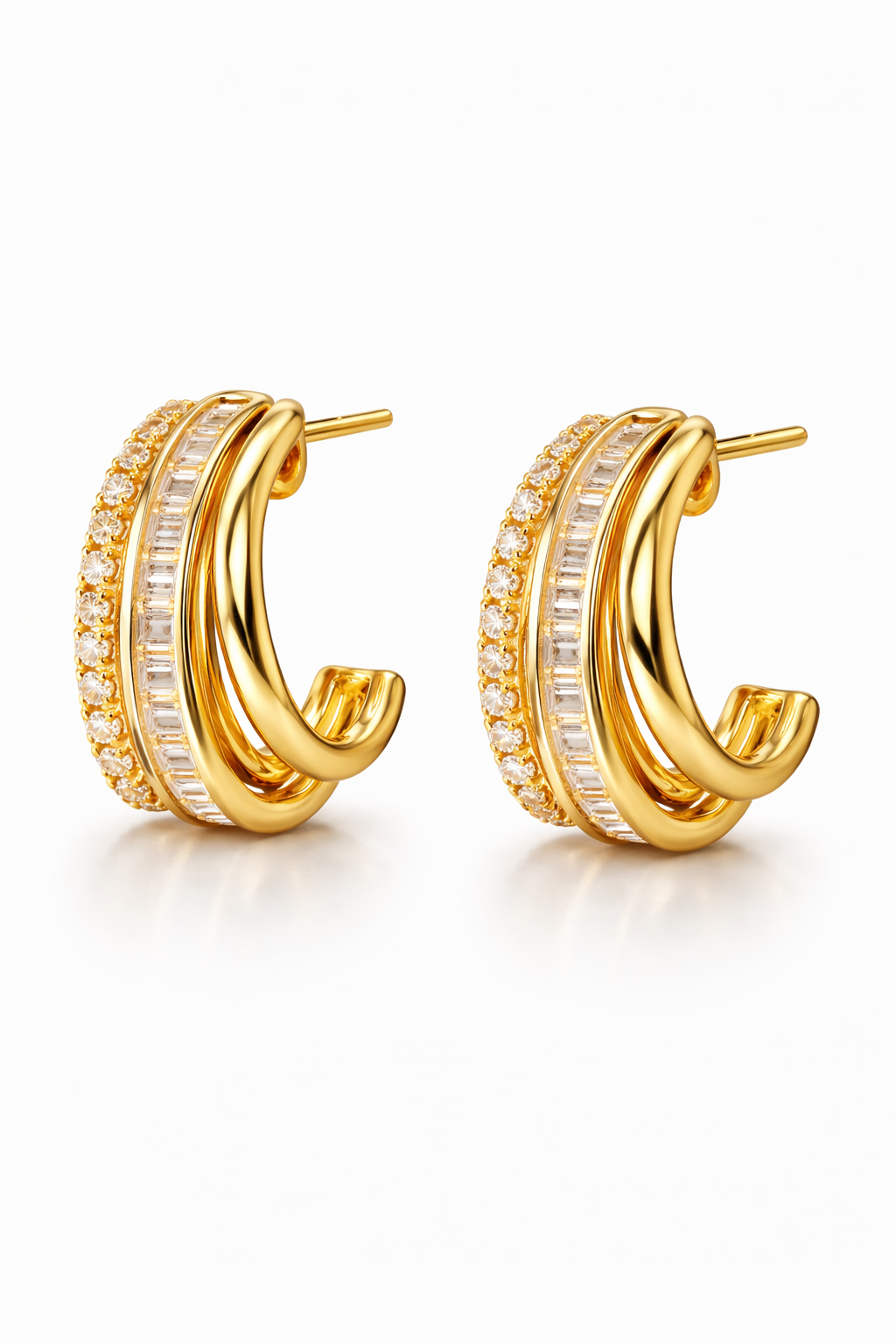 Gold Layered Crystal Hoop Earrings