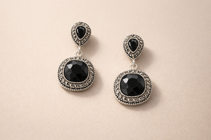 Black Crystal Vintage Drop Earrings