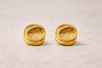 Chunky Textured Oval Stud Earrings