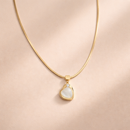 Gold Heart Pearl Pendant Necklace
