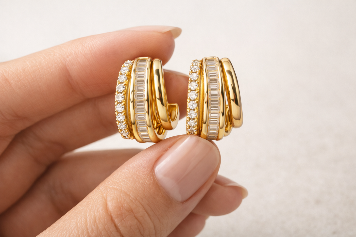 Gold Layered Crystal Hoop Earrings