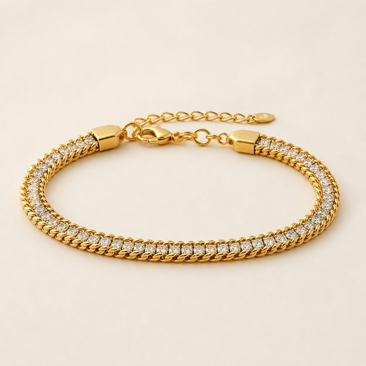 Celeste Dual Row Crystal Tennis Bracelet (Gold)