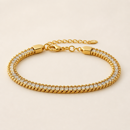 Celeste Dual Row Crystal Tennis Bracelet (Gold)