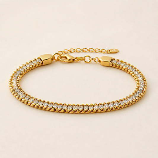 Celeste Dual Row Crystal Tennis Bracelet (Gold)