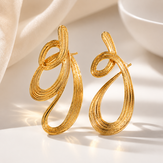 Luxe Sculptural Loop Drop Earrings