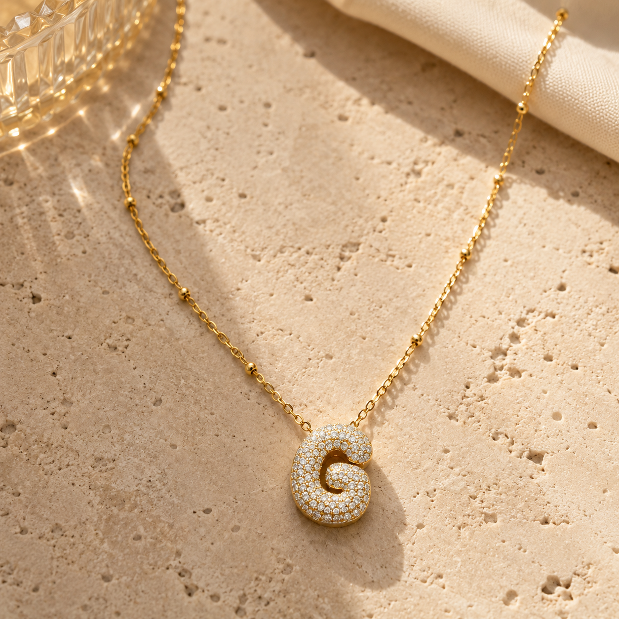 Initial Pavé Pendant Necklace
