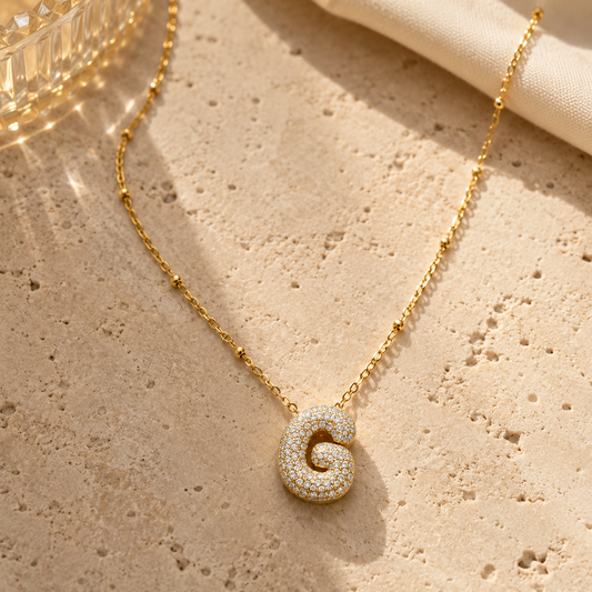 Initial Pavé Pendant Necklace