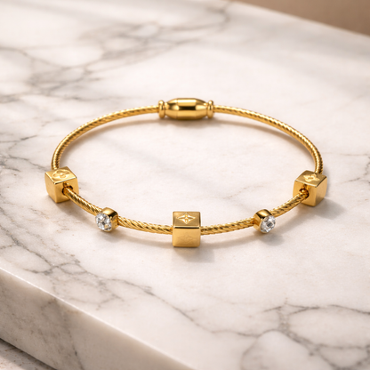 Gold Cable Charm Bracelet