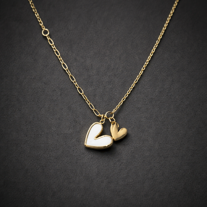 Minimal Gold Double Heart Pendant Necklace
