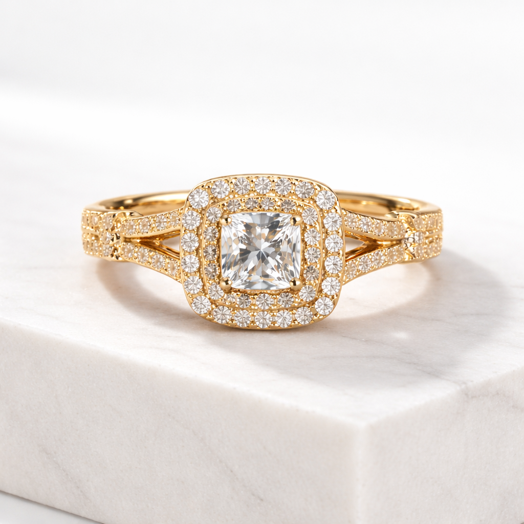 Radiant Halo Diamond Ring