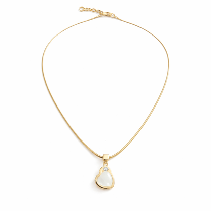 Gold Heart Pearl Pendant Necklace