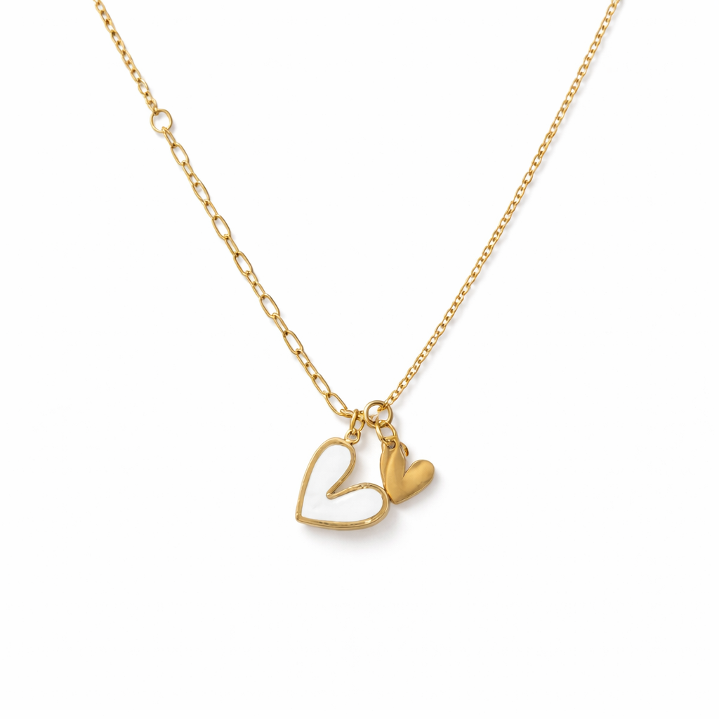 Minimal Gold Double Heart Pendant Necklace