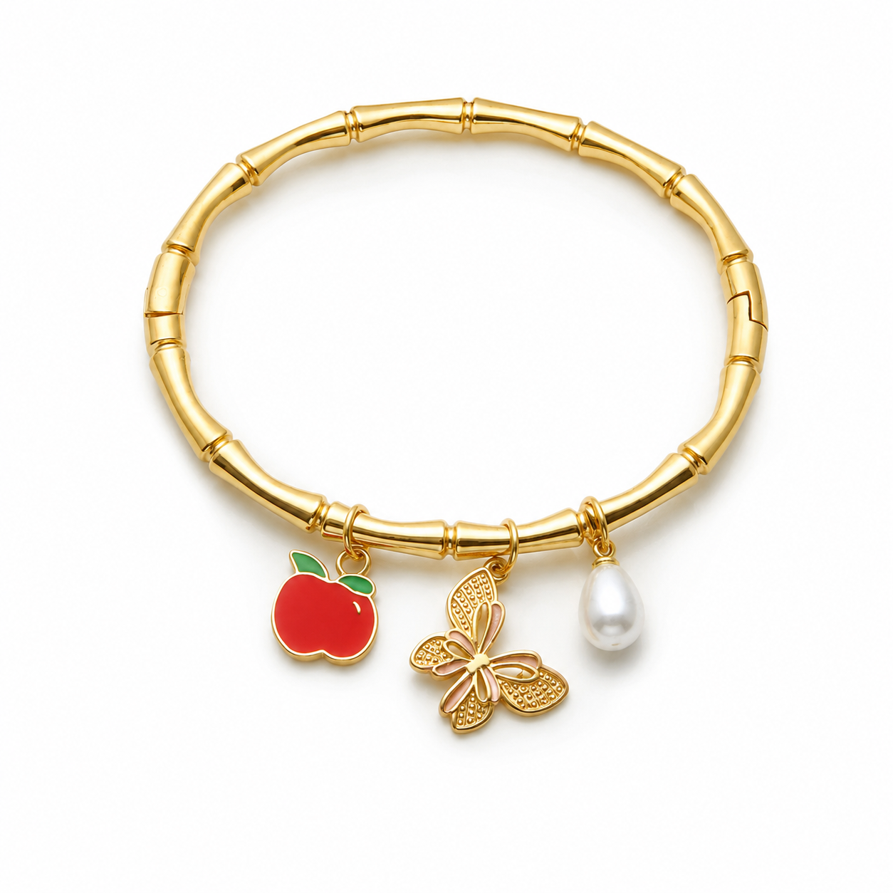 Gold Charm Bamboo Bracelet
