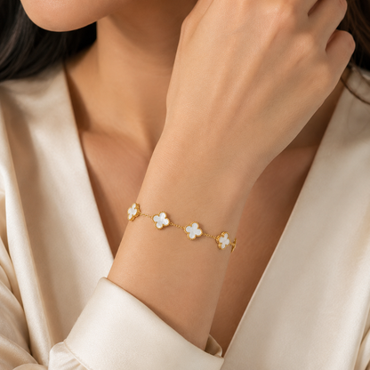 White Clover Gold Bracelet