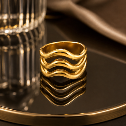 Golden Wave Statement Ring