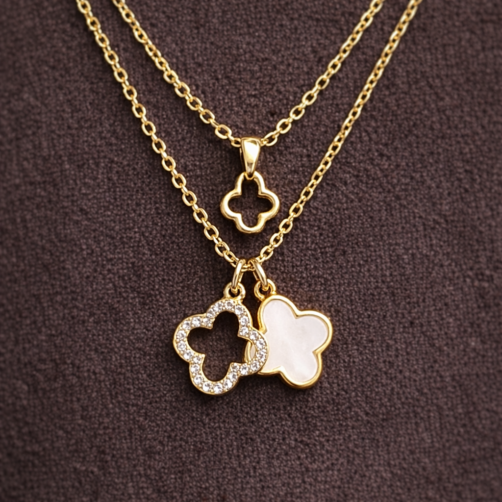 Gold Layered Clover Charm Necklace