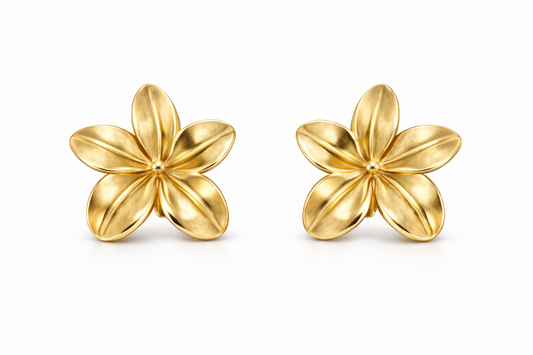 Gold floral stud earrings