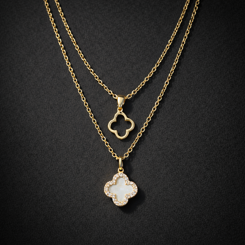 Gold Layered Clover Charm Necklace