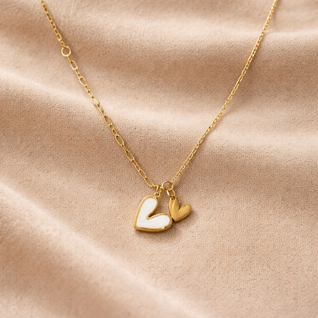 Minimal Gold Double Heart Pendant Necklace