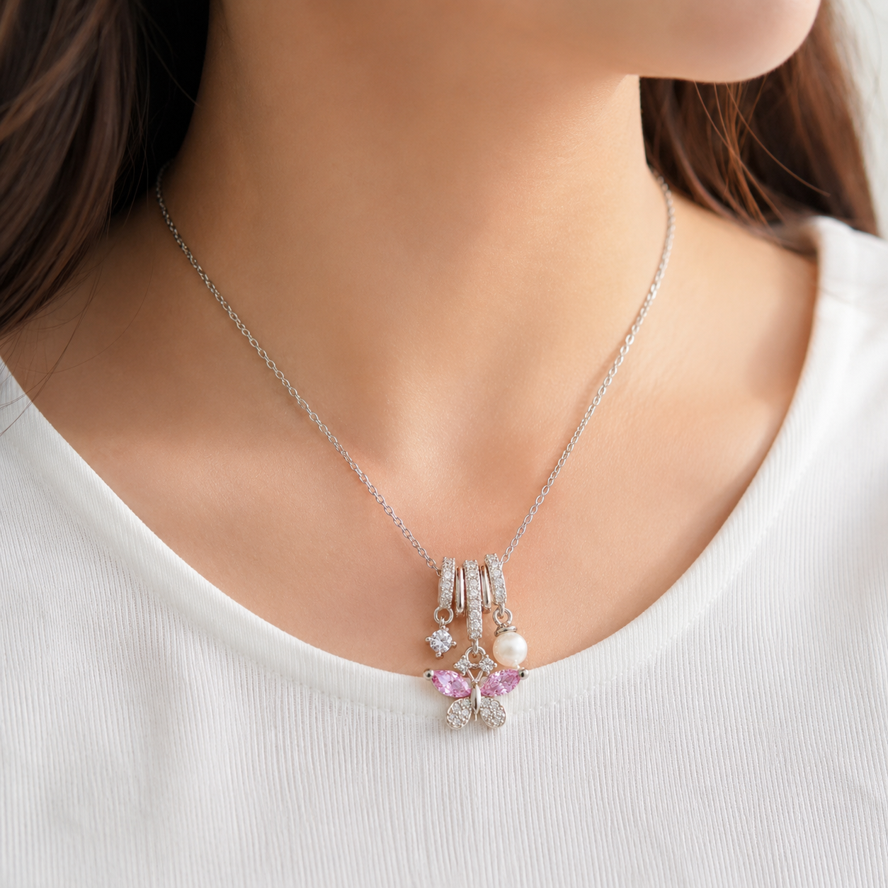 Silver Butterfly Pendant Necklace