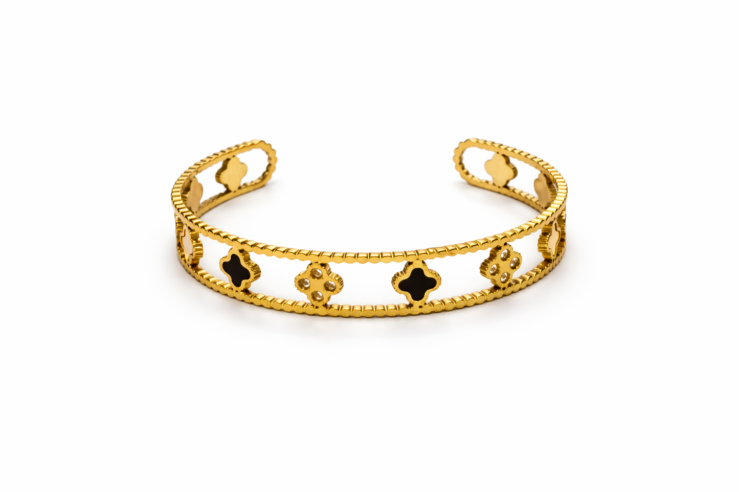 Clover Motif Open Cuff Bracelet