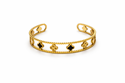 Clover Motif Open Cuff Bracelet
